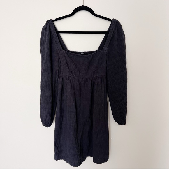 J Crew Squareneck Soft Gauze Dress for women in black mini baby doll - Picture 1 of 6